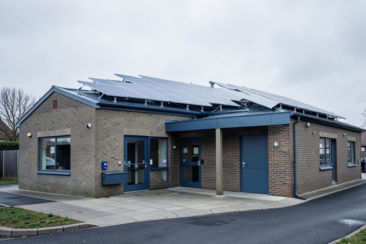 Commercial building with solar panels installed